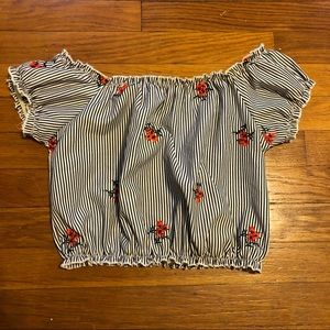 Floral off-the-shoulder crop top